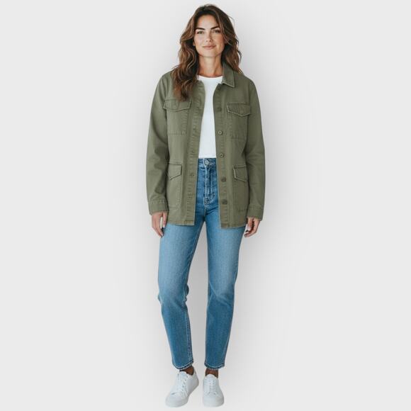 Sanctuary Green Oversized Utility Shacket XL Cotton Button Up Relaxed Streetwear - Picture 2 of 6